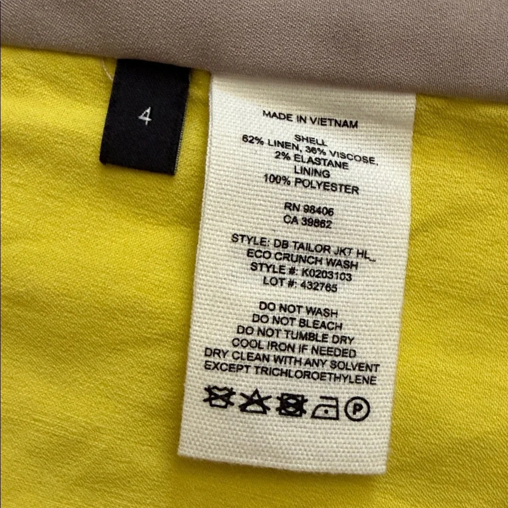 Theory | Linen Double Breasted Tailor Jacket Bright Lime Eco Crunch Wash $535 - Picture 9 of 16